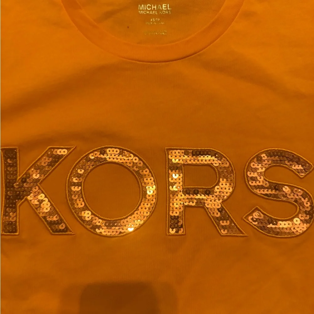 Michael Kors Sequined Logo T-Shirt - orange - size XS - Picture 3 of 4